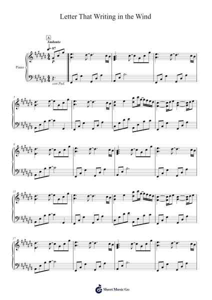 Letter That Writing in the Wind Sheet Music by July-Arr.Freetein