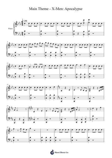 Main Theme - X-Men: Apocalypse Sheet Music by Samuel Fu/John Ottoman/Henry Jackman/Rodger Clutter-Arr.Giswolf