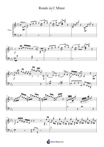 Rondo in C Minor, H. 283 Sheet Music by Carl Philipp Emanuel Bach-Arr.Oted Brostowe