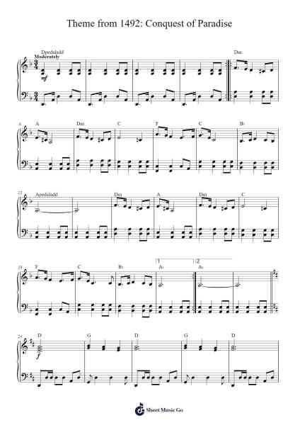 Theme from 1492: Conquest of Paradise Sheet Music by Vangelis-Arr.Wrightrae