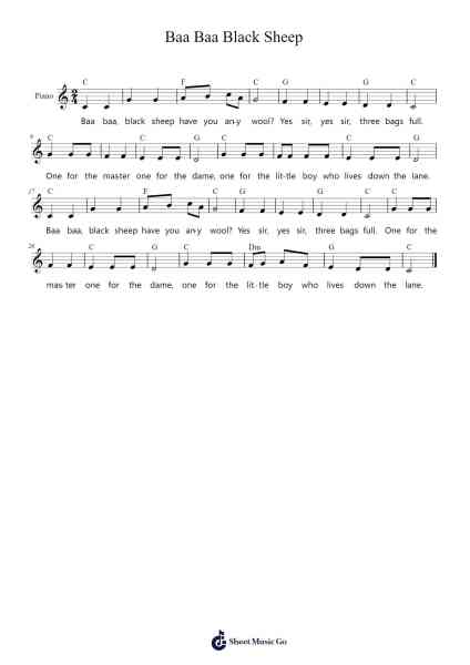 Baa Baa Black Sheep Sheet Music by Misc Traditional-Arr.Cashlyle Windnix