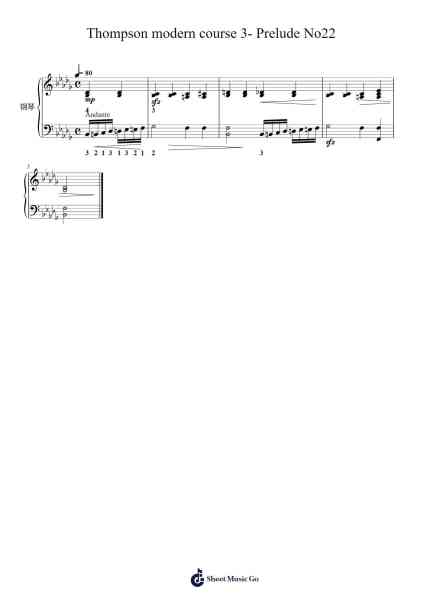 Thompson modern course 3- Prelude No22 Sheet Music by John Thompson-Arr.Mattkell Eushop