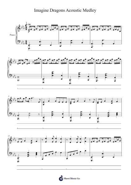 Imagine Dragons Acoustic Medley Sheet Music by Imagine Dragons-Arr.Beerthune