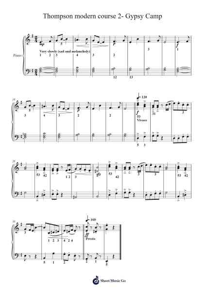 Thompson modern course 2- Gypsy Camp Sheet Music by John Thompson-Arr.Sidser
