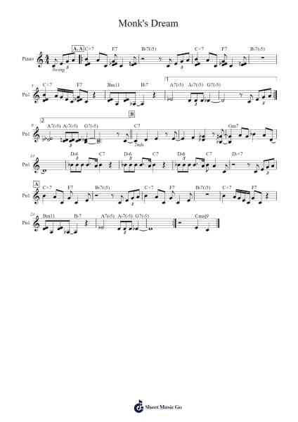 Monk's Dream Sheet Music by Thelonious Monk-Arr.Vindiah Jeanvis