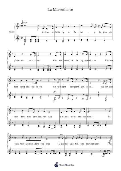 La Marseillaise Sheet Music by Jean-Claude Rouget de Lisle-Arr.Jantia