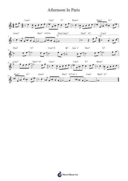 Afternoon In Paris Sheet Music by John Lewis-Arr.Fieldtein