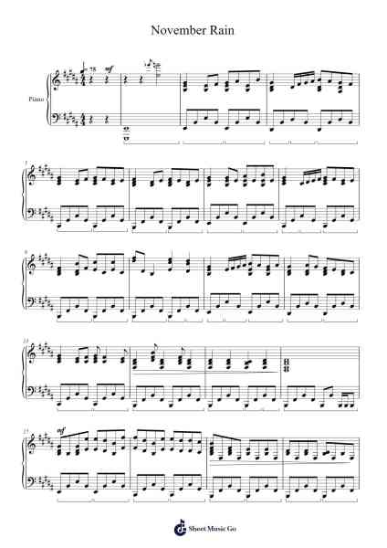 November Rain Notenblatt von Guns N' Roses-Arr.Hamclaire