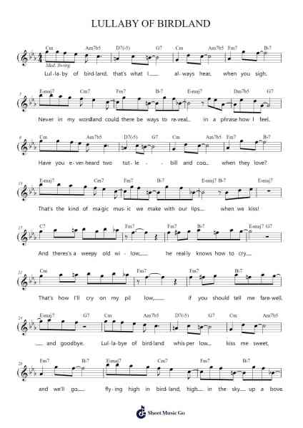 LULLABY OF BIRDLAND Sheet Music by George Shearing-Arr.Detio Gemlo