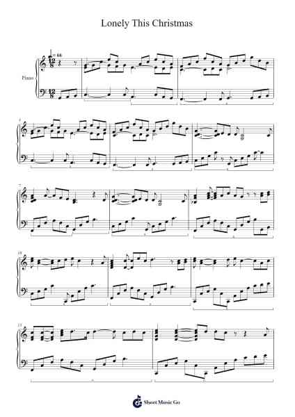 Lonely This Christmas Sheet Music by Mud-Arr.Beernoel Oisensharp