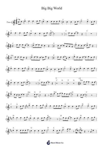 Big Big World Sheet Music by Emilia-Arr.Egbeau