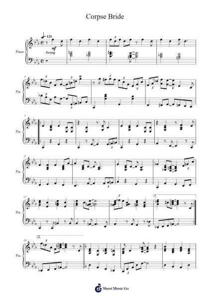 Corpse Bride Sheet Music by Danny Elfman-Arr.Sigice