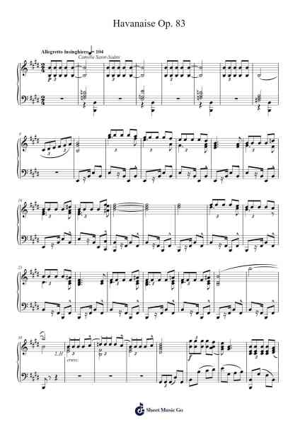 Havanaise in E Major, Op. 83 樂譜由 Camille Saint-Saëns - 編曲 Humlouie