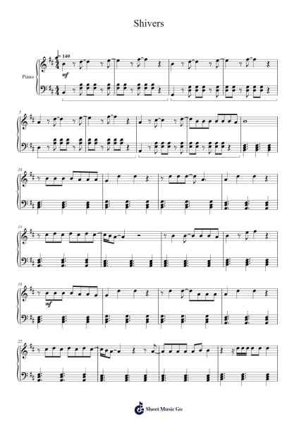 Shivers Sheet Music by Ed Sheeran-Arr.Kimbach Bloornorth