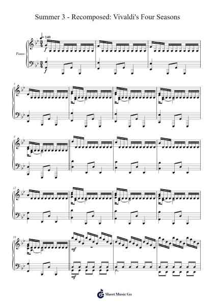 Summer 3 - Recomposed : Vivaldi's Four Seasons (2012) Sheet Music by Max Richter-Arr.Manbeard Lylaine