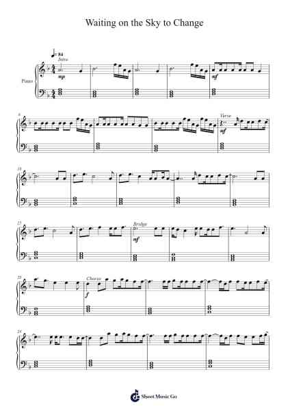 Waiting on the Sky to Change Sheet Music by STARSET-Arr.Simpbrown