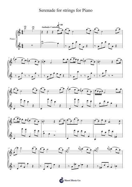 Serenade for Strings in G Major, Op. 3, No. 5: IV. Andante Sheet Music by Roman Hoffstetter-Arr.Bertreade