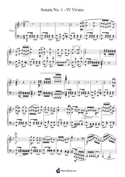 Sonata No. 1 - IV Vivace Sheet Music by David Foster-Arr.Priestvy