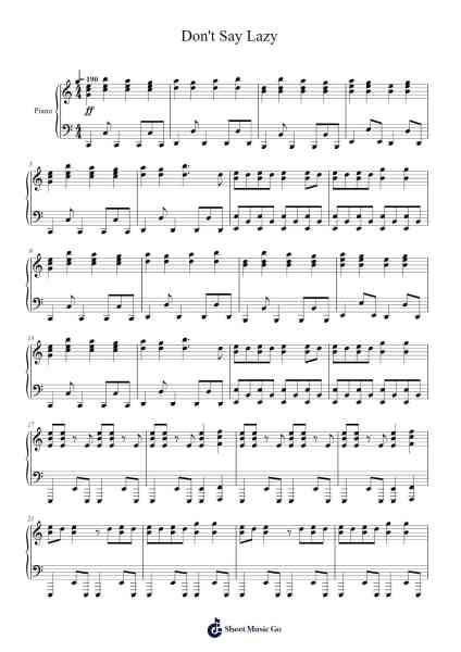 Don't Say Lazy 樂譜由 Shouko Oomori/Hiroyuki Maezawa - 編曲 Mucia