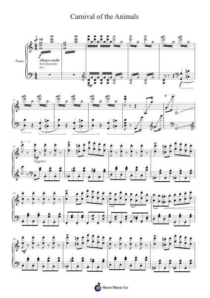Carnival of the Animals Sheet Music by Camille Saint-Saëns-Arr.Bartrhys Shelcie