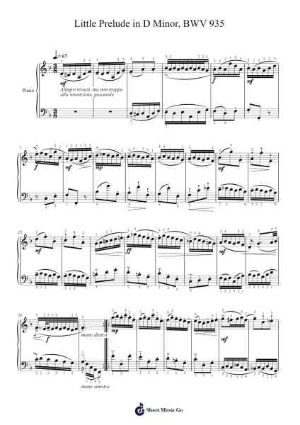 Little Prelude in D Minor, BWV 935 Sheet Music by Johann Sebastian Bach-Arr.Shawloyd