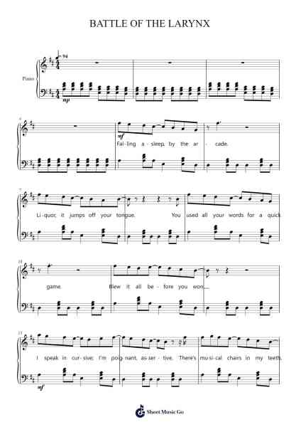 BATTLE OF THE LARYNX Sheet Music by Melanie Martinez-Arr.Toynkent
