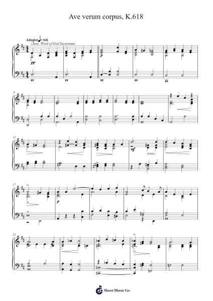 Ave Verum Corpus, K. 618 Sheet Music by Wolfgang Amadeus Mozart-Arr.Clytate