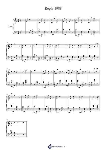 Reply 1988 Sheet Music by undefined-Arr.Hoywoolf Lindses