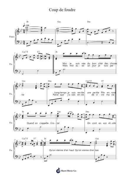 Coup de foudre Sheet Music by Michel Berger-Arr.Hebart Timron