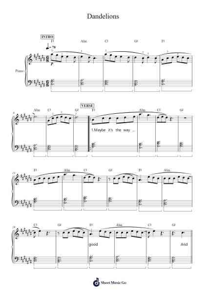 Dandelions Sheet Music by Ruth B-Arr.Mollries