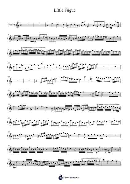 Fugue in G Minor, BWV 578 "Little Fugue" Sheet Music by Johann Sebastian Bach-Arr.Wrightrae