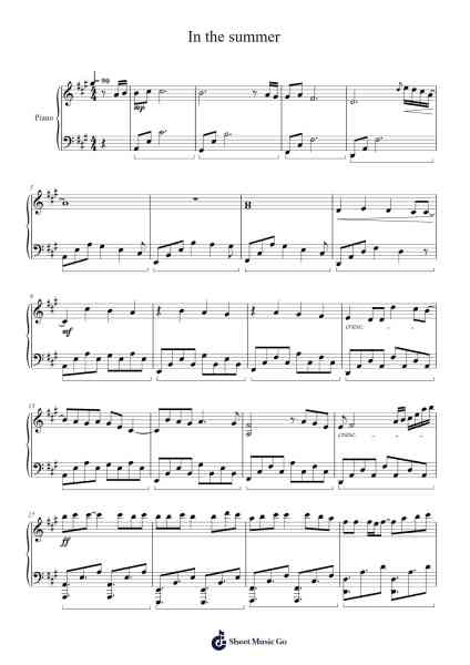 In the summer Sheet Music by AntonisPat-Arr.Ninah