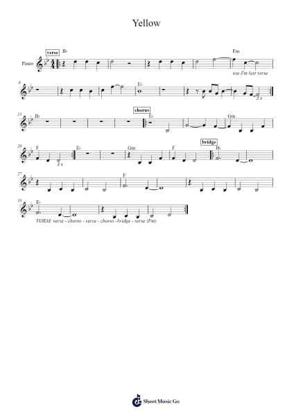 Yellow Sheet Music by Coldplay-Arr.Rebar Mulin