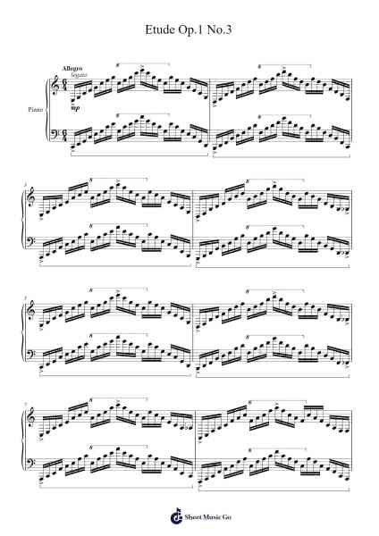 Etude Op.1 No.3 Sheet Music by Luca Jeitler-Arr.Sawoolf Phylhale