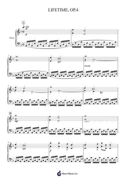 Lifetime, Op. 4 Sheet Music by TropNK-Arr.Faithevice