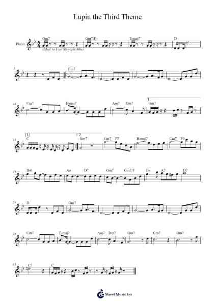 Lupin the Third Theme Sheet Music by Yuji Ohno-Arr.Alruth