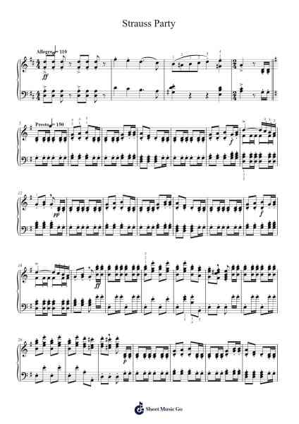 Strauss Party Sheet Music by Johann Strauss Sr.-Arr.Sonxe