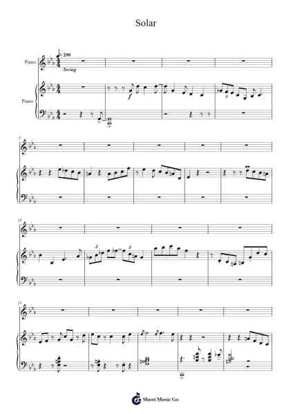Solar Sheet Music by Miles Davis-Arr.Swinria