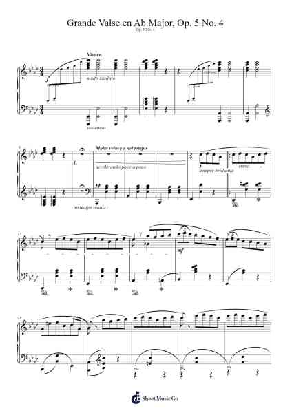 Grande Valse in A-flat Major, Op. 5, No. 4 Sheet Music by Adegbola Damola Nimi-Arr.Leacoln Galow