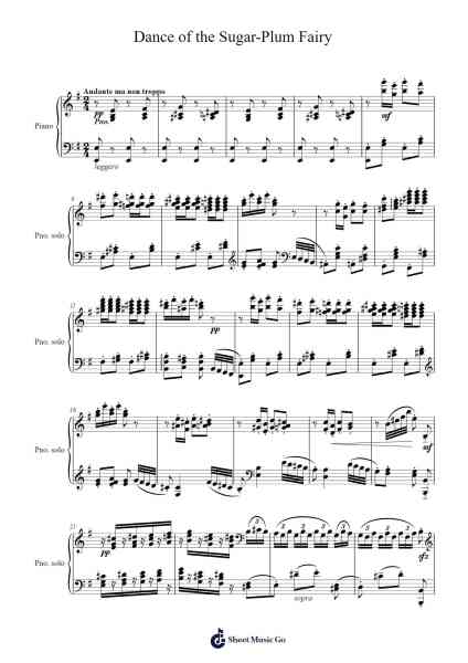 Dance of the Sugar Plum Fairy Musica per pianoforte di Pyotr Ilyich Tchaikovsky - Arr.Huttwer Sampland