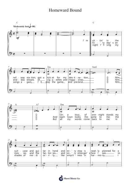 Homeward Bound Sheet Music by Paul Simon-Arr.Bunharine Coftroy