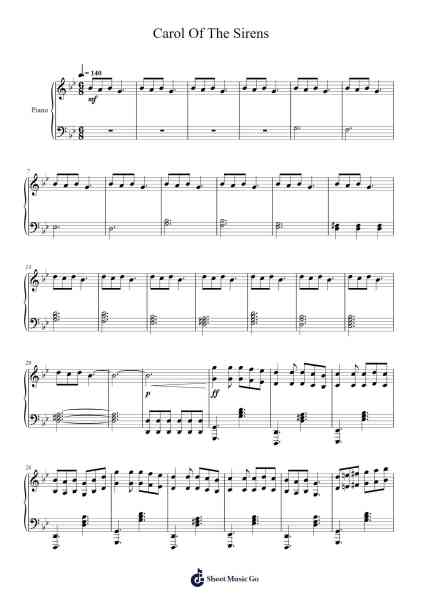Carol Of The Sirens Sheet Music by Mykola Leontovych-Arr.Hudcie Rhoclark