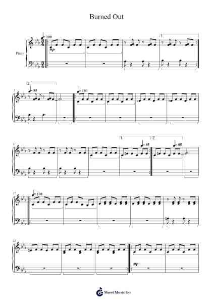 Burned Out Sheet Music by -Arr.Myrxia Frankpound