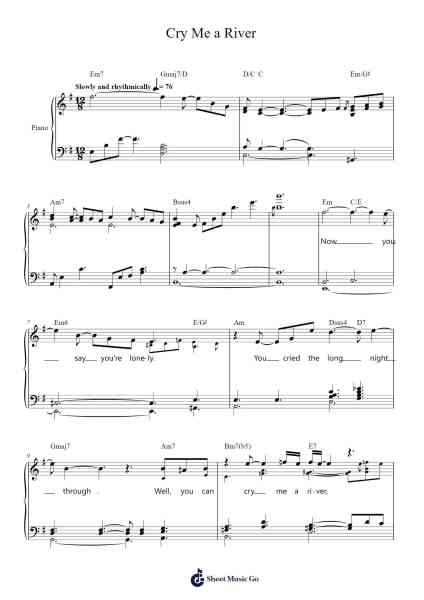 Cry Me a River Sheet Music by Arthur Hamilton-Arr.Nypkins Shakeats