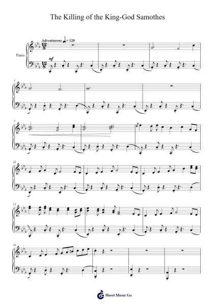 The Killing of the King-God Samothes by the Traitor Prince Maelgwyn... Sheet Music by Jack de Quidt-Arr.Franling Godrwood