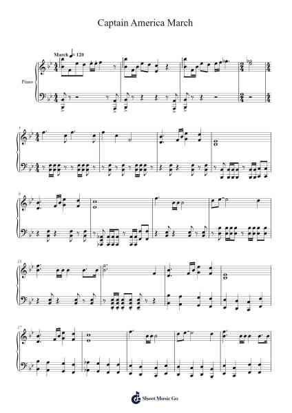Captain America March 乐谱由 Alan Silvestri - 编曲 O'Cady Bobde