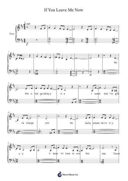 If You Leave Me Now Sheet Music by Pumens Faulkgrant-Arr.Kylecroft Galeck