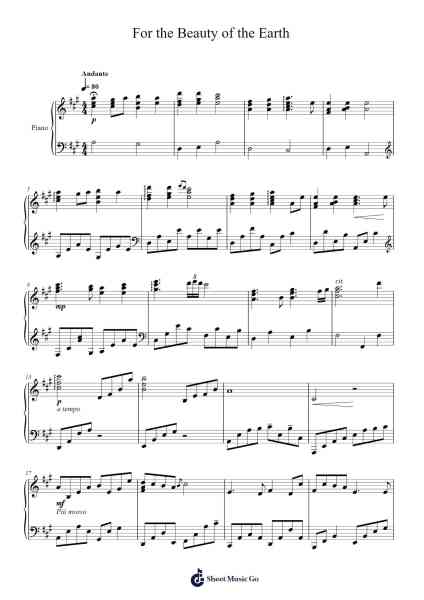 For the Beauty of the Earth Sheet Music by Johann Crüger-Arr.Payyule