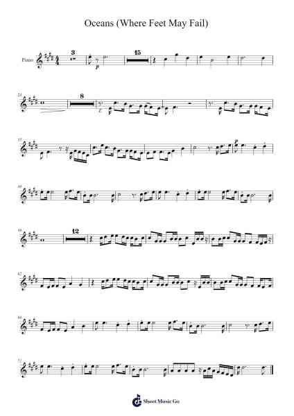 Oceans (Where Feet May Fail) Sheet Music by Joel Houston/Matt Crocker/Salomon Lighthelm-Arr.Reedgo