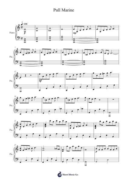 Pull Marine Sheet Music by Merigniespiano-Arr.Bartcent Whitegreve